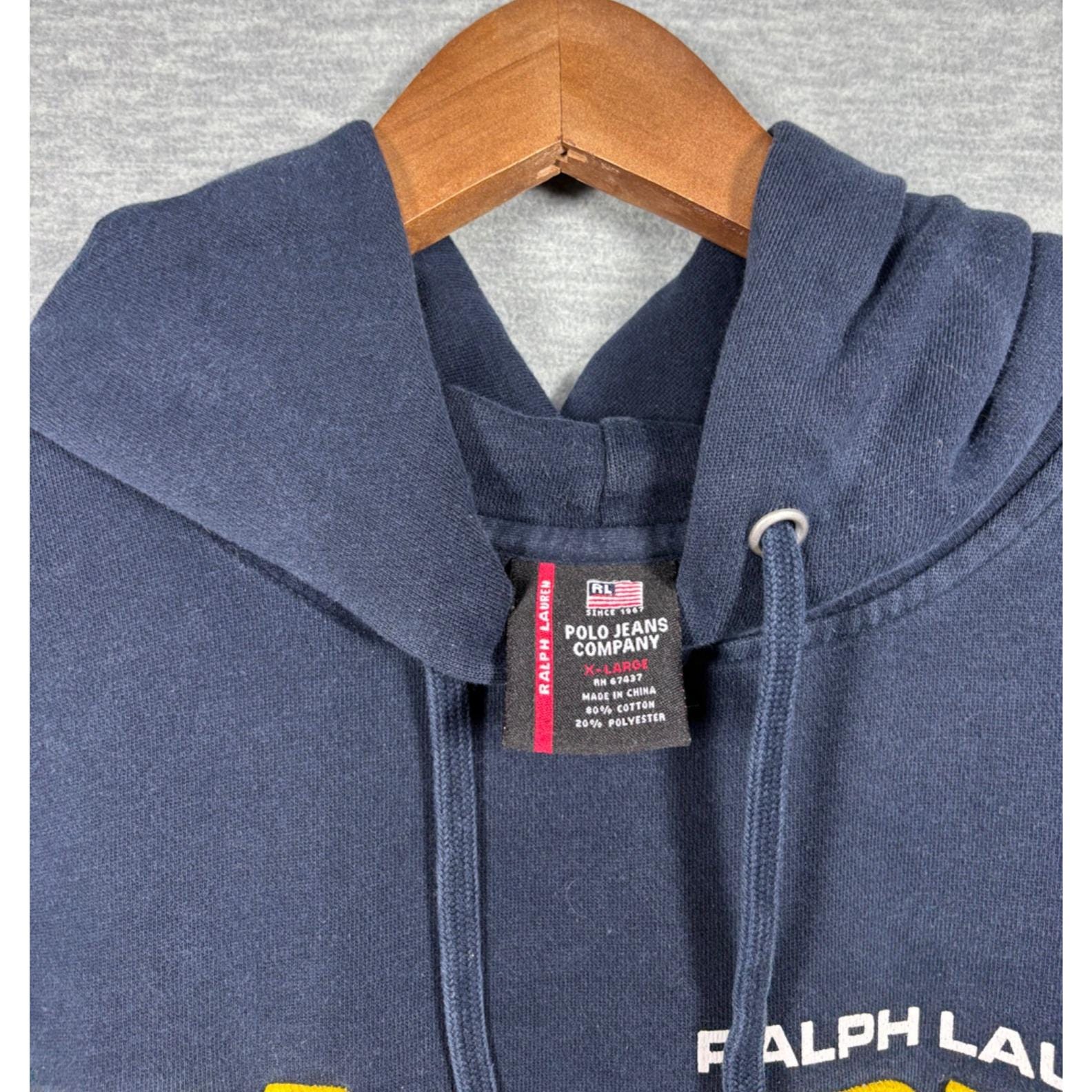 90s 希少　Polo Ralph Lauren ポロラルフローレン RL-67 Vtg 90s Ralph Lauren Polo Jeans Mens Hoodie L RL-67 Navy