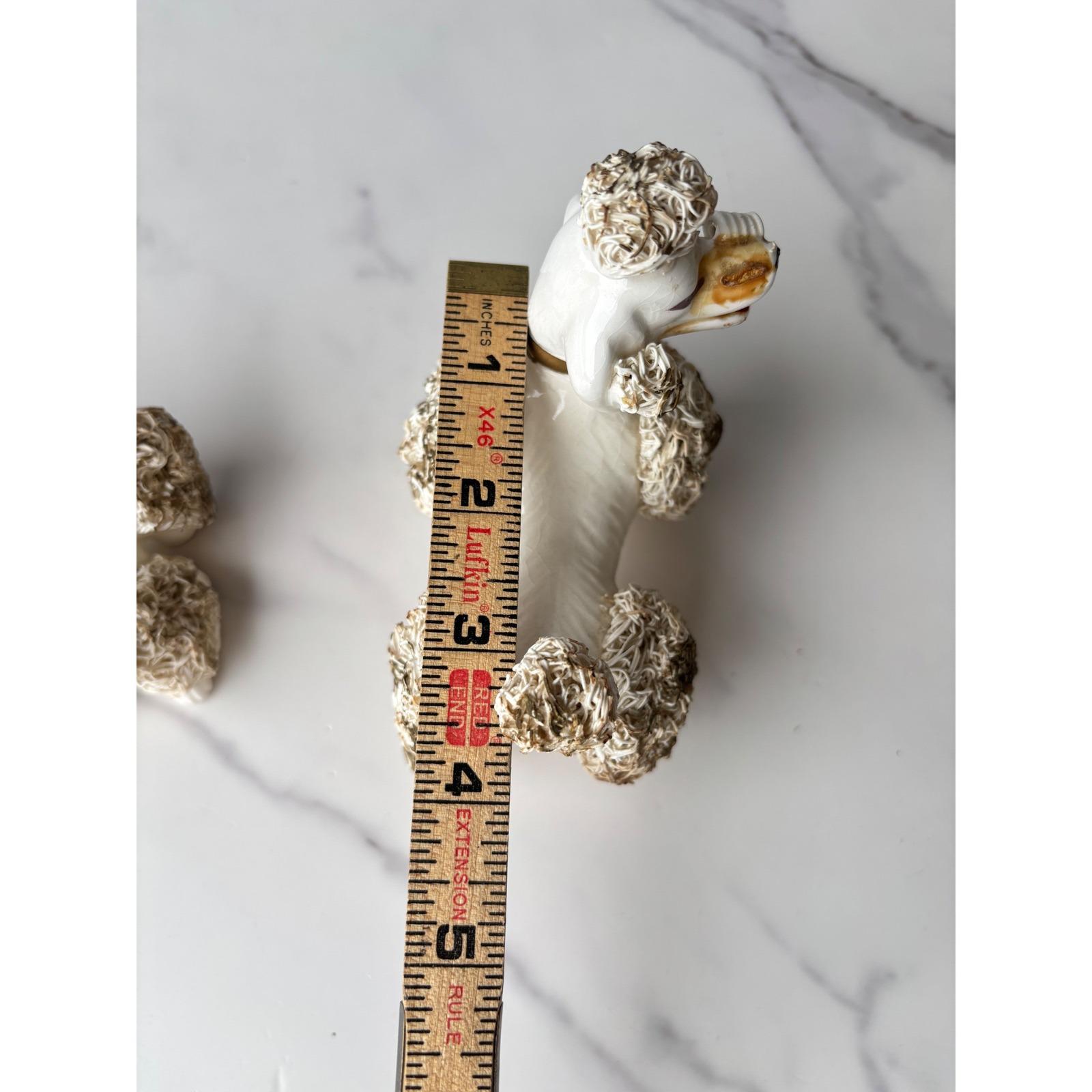 Vintage Thames Japan Spaghetti Poodle Figurine Set of 3 White Gold