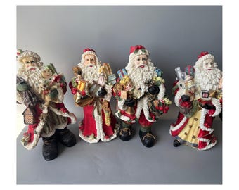 90年代のヴィンテージ手彫り木製クリスマスオーナメント、塗装済み