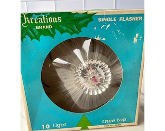 Vintage Kreations Brand 10 Light Fiber Optic Tree Topper Single Flasher Boxed