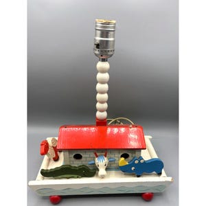 Vtg Noahs Ark Wooden Nursery Lamp Animals DOES NOT WORK