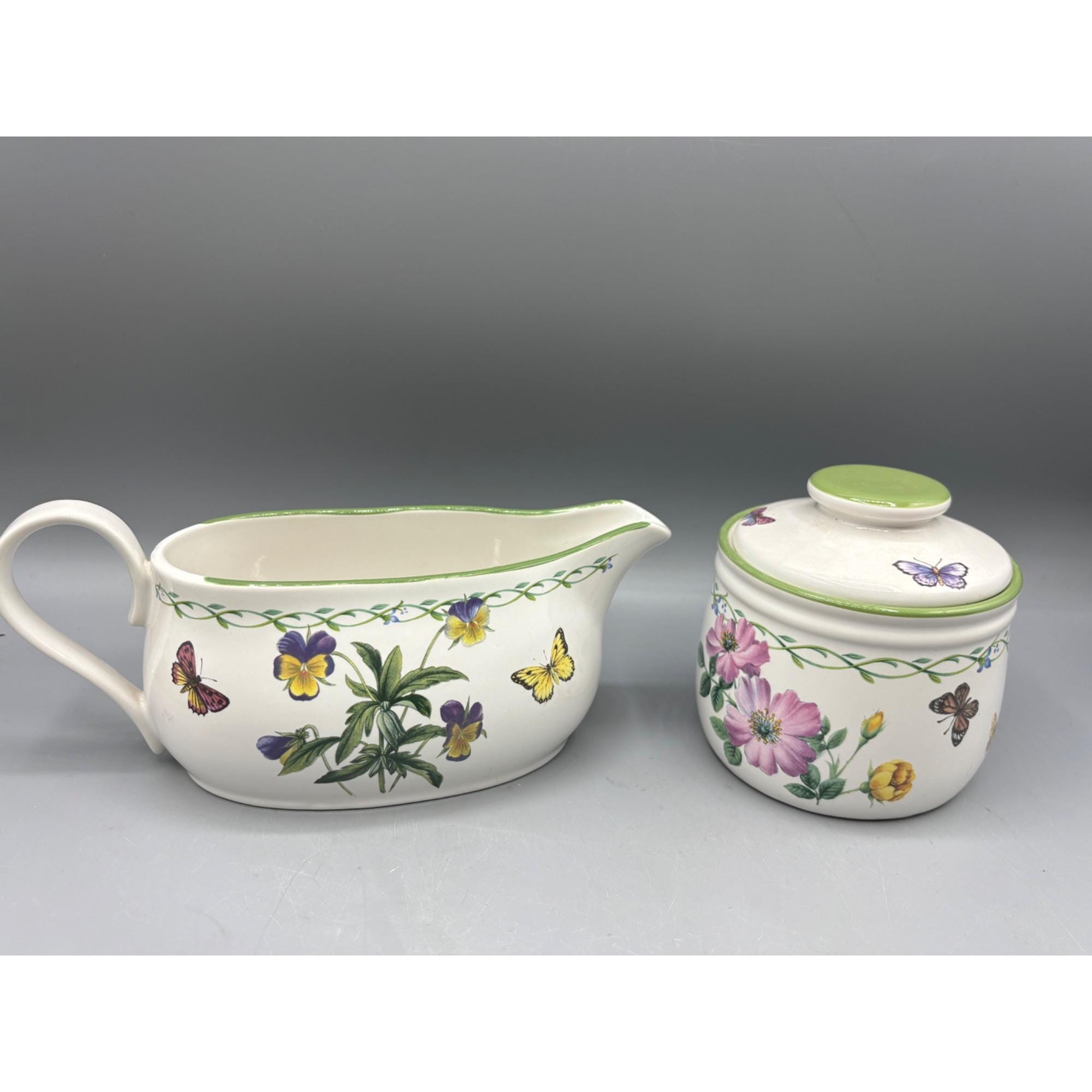 Studio Nova Garden Bloom Creamer & Sugar Bowl Set Floral Butterfly Design Botanic Ceramic
