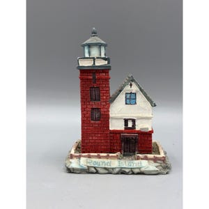 Vtg Round Island Lighthouse Miniature Replica 2000 Nautical Decor