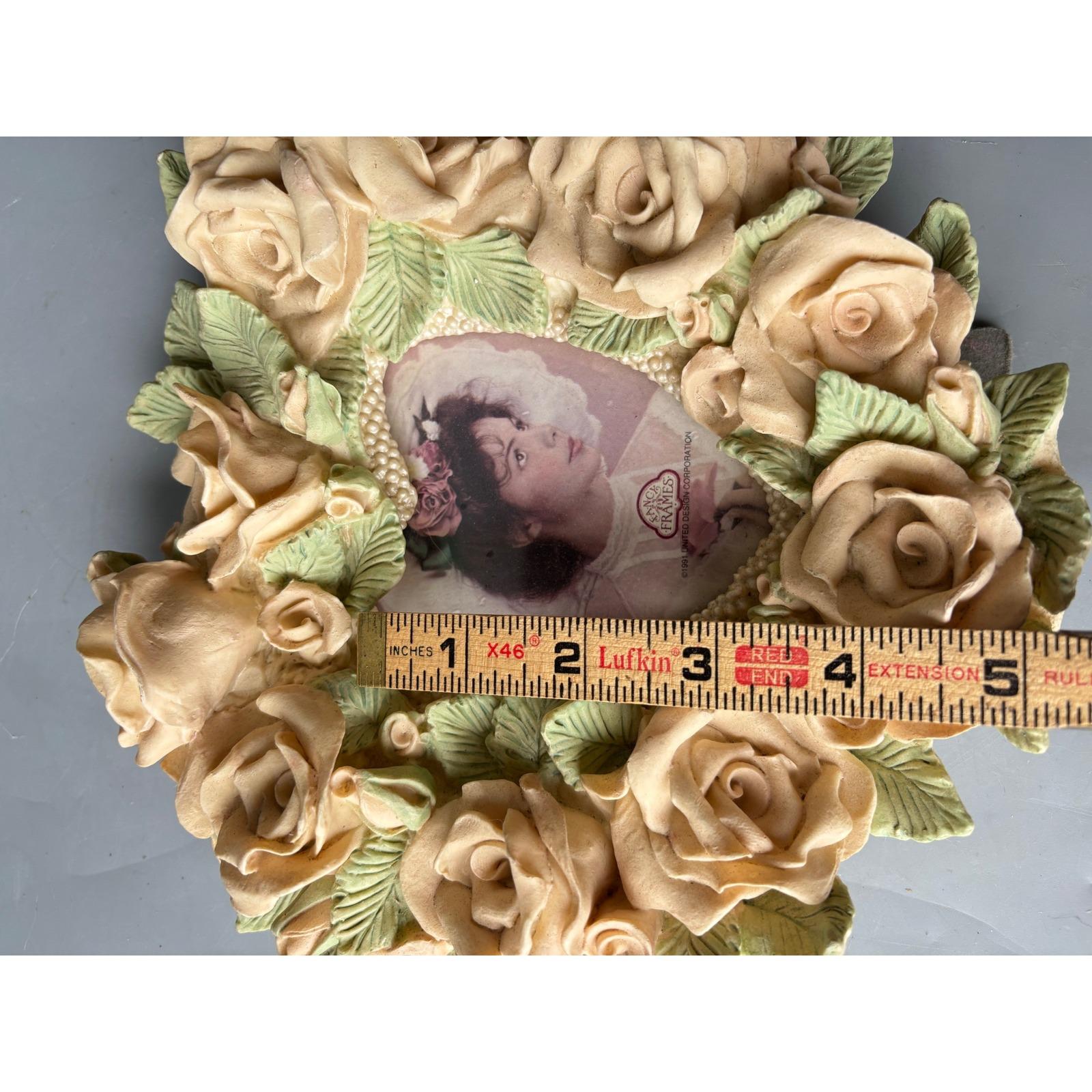 ヴィンテージ カントリー フォトフレーム フラワー ハート y2k 平成レトロ Vtg 1991 United Design Fancy Frames Heart Bouquet 3D Rose Floral