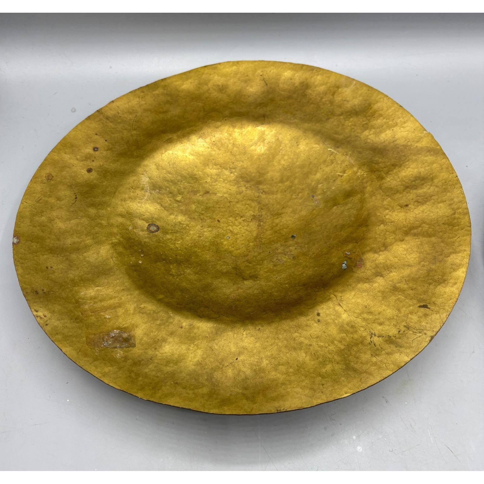 Vtg Hammered Gold Brass Decorative Plate Round Bowl 10