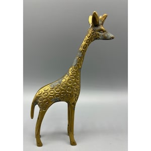 Vintage Brass Giraffe Figurine Metal Art Decor Animal