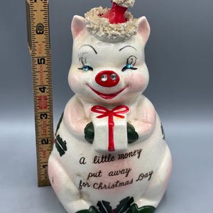 Vintage 1950s Kreiss Ceramic Christmas Santa Piggy Bank