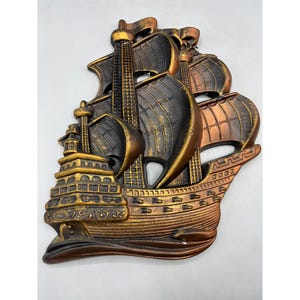 Vtg 1964 Miller Studio Ship Wall Plaque Chalkware Plaster Nautical