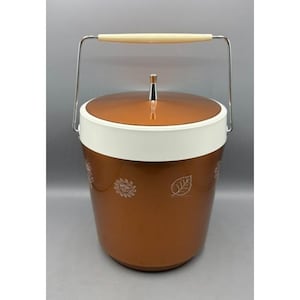 Vtg West Bend Thermo Serve Ice Bucket Copper Tone Insulated Barware