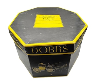 Caixa de chapéu octogonal vintage Dobbs Fifth Avenue New York - VAZIA - Estojo de armazenamento