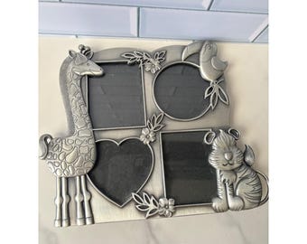 Fetco 2005 Jungle Animal Pewter Metal Collage Picture Frame Baby Kids