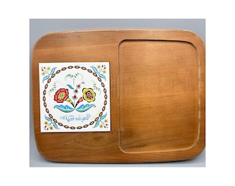 Vintage Berggren Trayner Swedish No 155 Wood Cheese Board Tile Charcuterie