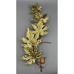 Vintage Gold Leaf Metal Wall Sconce Candle Holder Fall Decor