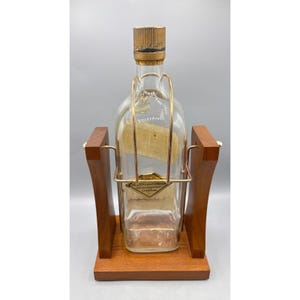 Vintage Johnnie Walker Black Label lege fles houten standaard van 1/2 gallon afbeelding 4