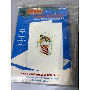 Kit di auguri natalizi con ricamo a punto croce in titanio vintage, decorazione per biglietti