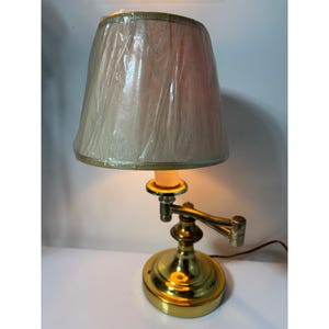 Vtg Brass Adjustable Swing Arm Desk Lamp With Shade