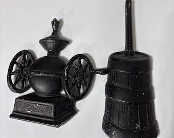 Vtg Sexton Black Metal Wall Hanging Butter Churn Coffee Grinder Kitchen Decor