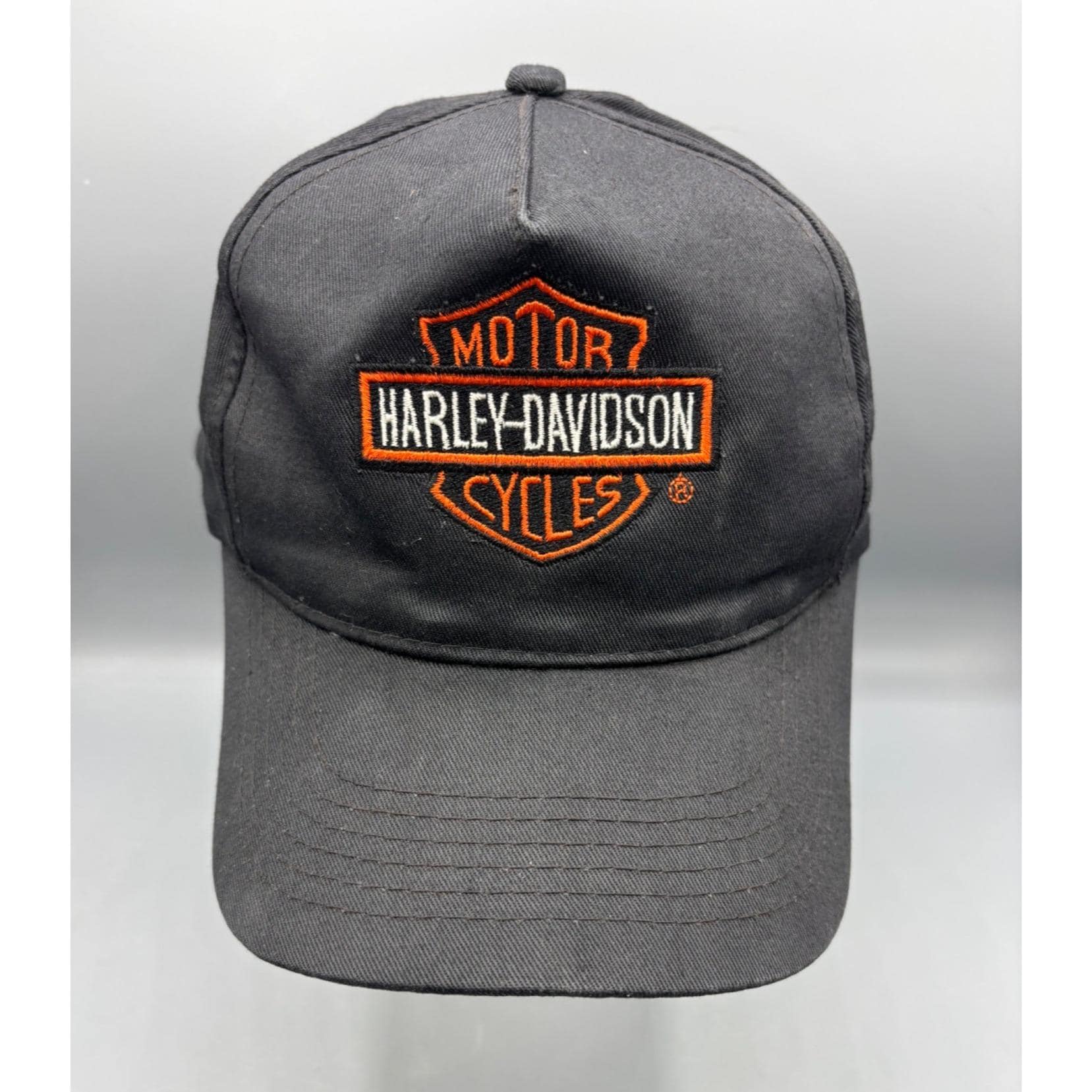 Vtg Harley Davidson Black Adjustable Snapback Hat Embroidered