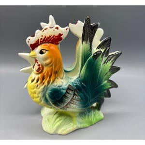 Vtg Ceramic Rooster Napkin Holder Chicken Farmhouse Rustic