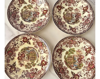 Royal Staffordshire Tonquin Clarice Cliff-schotels bruin veelkleurige set van 4