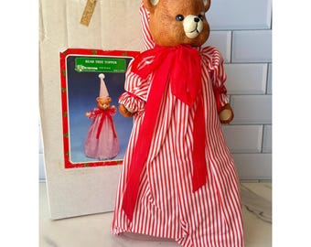 Vintage Christmas Around the World Berenboomtopper rood wit gestreept porselein