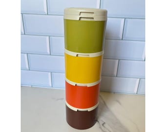 Vintage Tupperware Kryddblandare Harvest Colors 1308 Avokado Apelsin 4 st