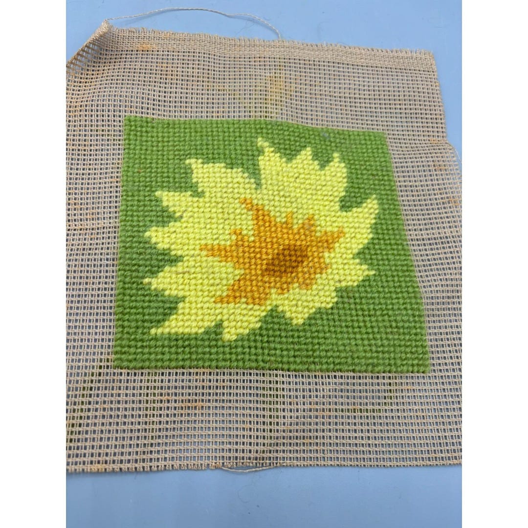 Handmade Sunflower Wall Art Complete Needlepoint 4.75 X 4.5 Decor - Etsy