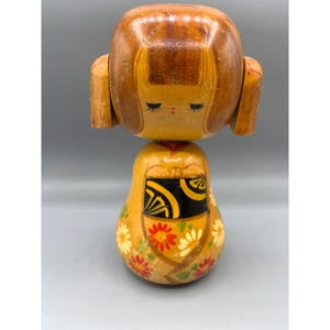 Vtg  Japanese Kokeshi Doll Wooden Creative Piggy Tails Signed