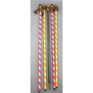 Vtg Kokeshi Doll Themed Wooden Super Long Pencils Set Of 5 Made In Japan
