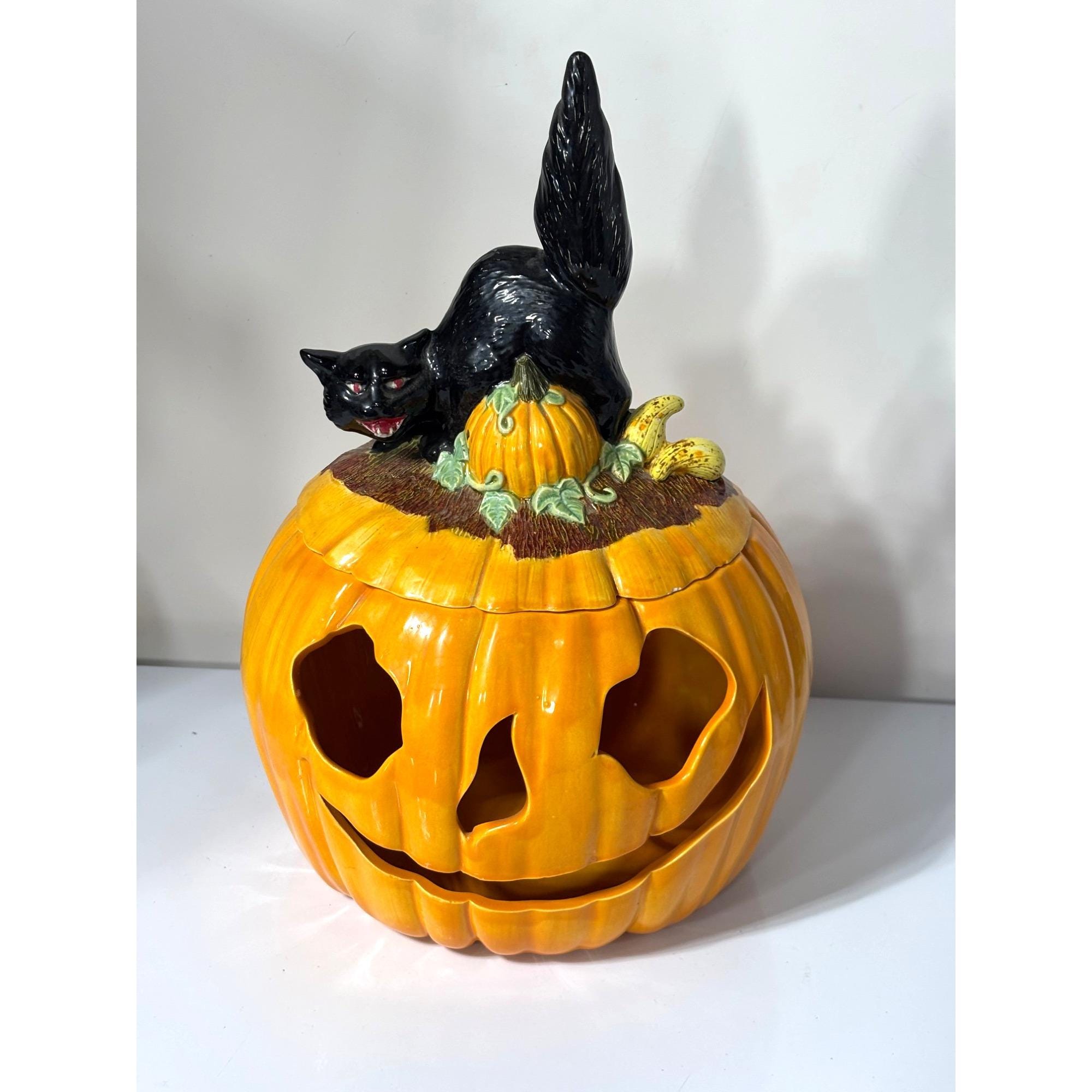 Vtg 1979 Scioto Molds Ceramic Halloween Pumpkin Jack O Lantern
