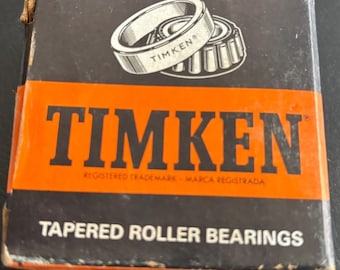 Rodamiento de rodillos cónicos Timken M86643, fabricado en EE. UU., nuevo en caja, etiqueta negra vintage naranja.