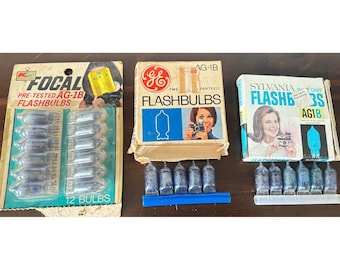 Lote de bombillas de flash AG-1B vintage GE Sylvania Focal Blue Dot para cámara