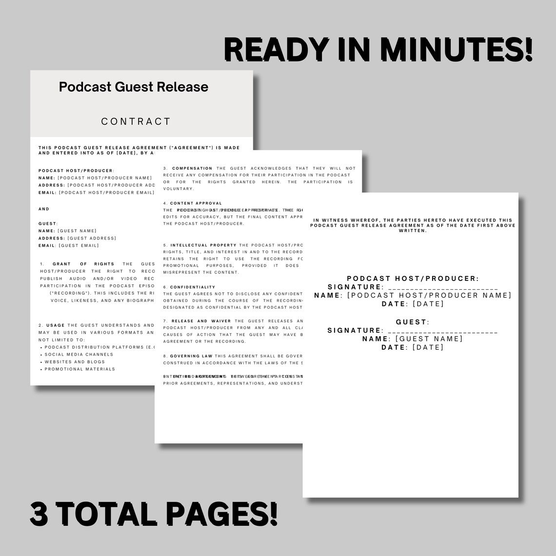 Podcast Guest Release Agreement Contract Template Professional Legal
