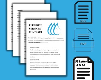 Plumbing Services Contract Template | Professional & Customizable | PDF| FILE |