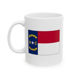 North Carolina State Flag Ceramic Mug, Tar Heel Pride Gift for North