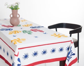 Celestial Matisse Maximalist Geometric Blockprint Tablecloth