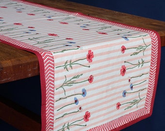 Wildflower Floral Botanical Blockprint Tablerunner