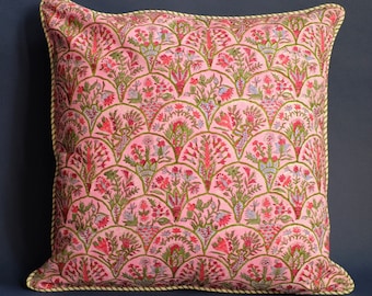 Pink Arch Floral Botanical Maximalist Blockprint Pillow
