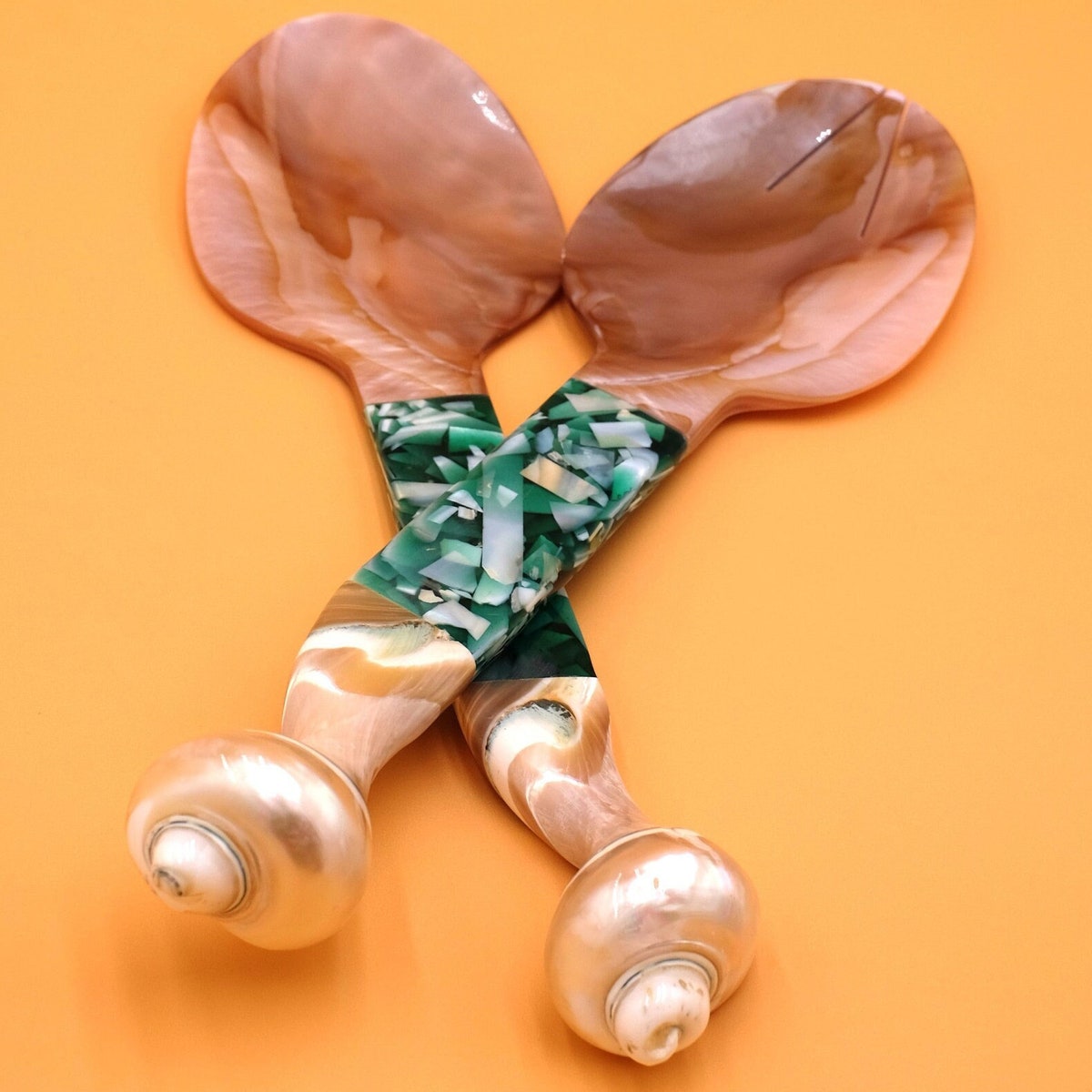 Natural Handcrafted Seashell Serving Set / Salad Servers - Etsy