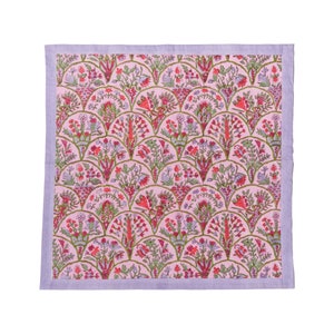 Pink Arch Floral Botanical Blockprint Napkins, Set of 4