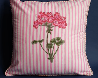 Pink Hydrangea Block Print Pillow Covers, Designer Pillow Cover, Hand Blocked Cushion Cover, Decorative Pillow Color