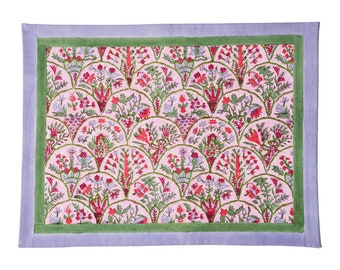 Pink Arch Maximalist Floral Botanical Blockprint Placemat
