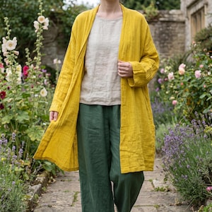 Linnen katoenen open zomervest: Boho Coverup Gelaagd Robe Jacket