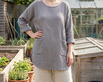 Pull bohème en coton : Pull d'été à superposer avec poches