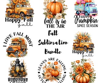 Paquete de sublimación de otoño, paquete de png de otoño, PNG de calabaza, png de otoño, png de otoño, paquete, PNG occidental, diseños de sublimación, imágenes prediseñadas de otoño png