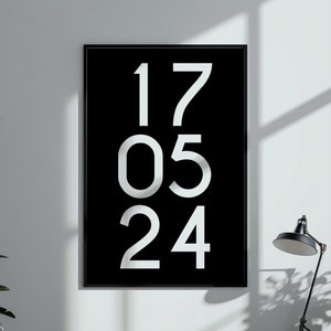 Stampa personalizzata della data, arte murale e stampe dell'anno, cartello della data di matrimonio, anniversario, compleanno, numero dell'anno unico, regalo di arredamento per la casa