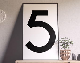 Impresión de números, letreros numéricos, arte de pared, número de casa, arte numérico personalizado, arte imprimible, fecha especial, arte numérico minimalista, número grande