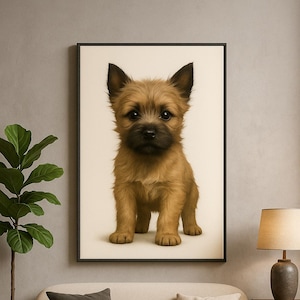 Cairn Terrier Puppy Digital Art Print, Cute Dog Wall Decor For Pet Lovers, Adorable Puppy Illustration, Terrier Breed Artwork, Puppy Print