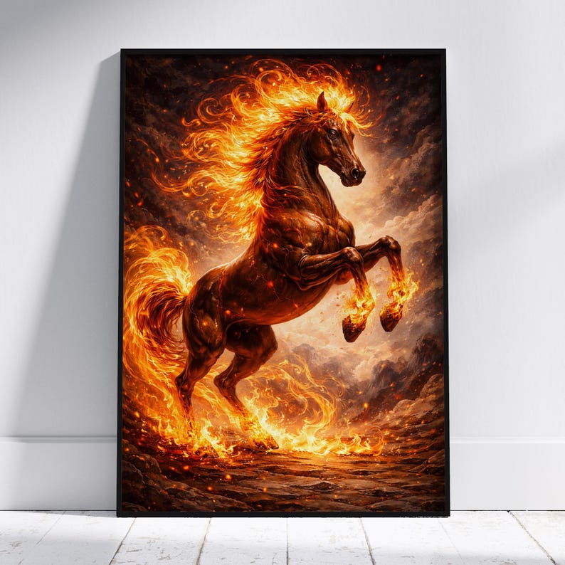 Year of the Fire Horse 2026 Wall Art Print, Eastern Zodiac Horse ...
