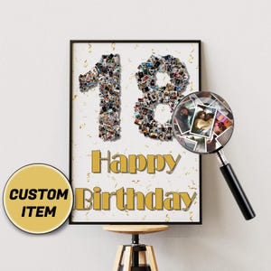 Collage de fotos para 18 años, collage de fotos para 18 años, decoración para fiesta de cumpleaños, regalo de feliz cumpleaños, celebración de 18 años, arte de cumpleaños